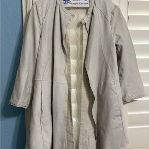Brogden Light Gray/beige Women’s linen lamb Leather Coat
